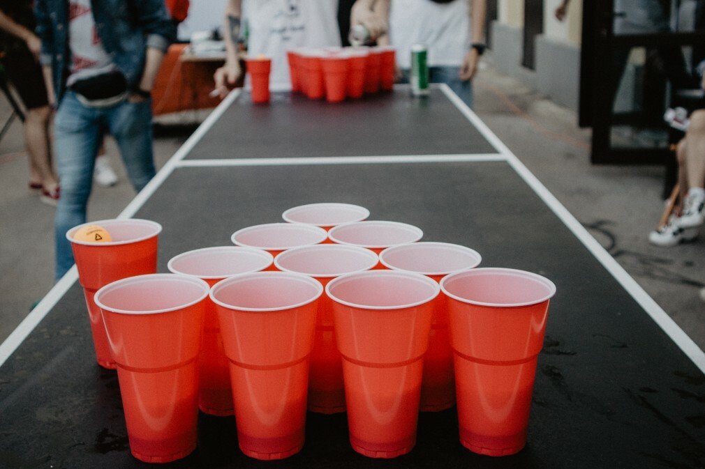 beer pong is one of the mos popular tailgating games