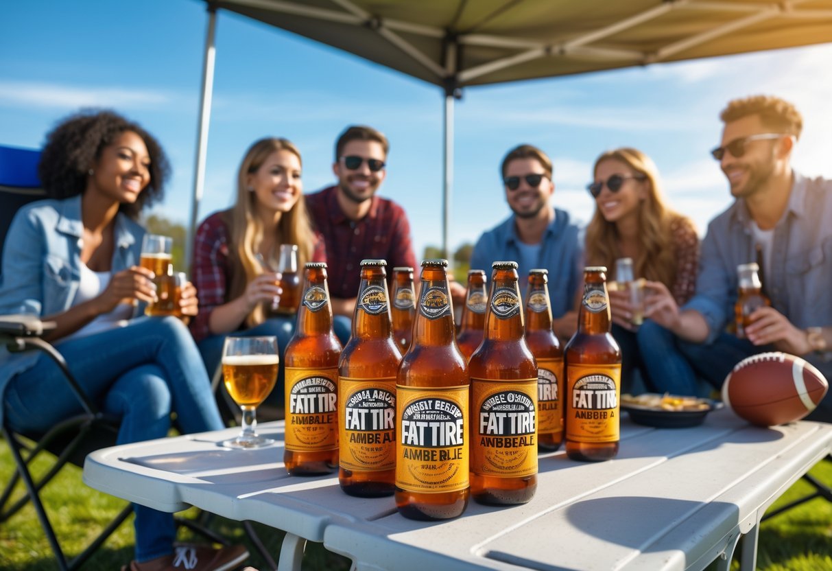 Best Tailgating Beer Picks for Your Next Game Day Party 9 Group of friends enjoying amber ale at an outdoor tailgate party with a cooler, grill, and football nearby.